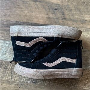 Vans Sk8-Hi Black and Gold Kids Shoes